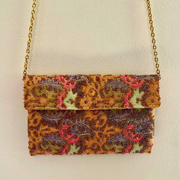 Franchi Handbags - Vintage Chain Strap Clutch - beaded Multicolor by Franchi